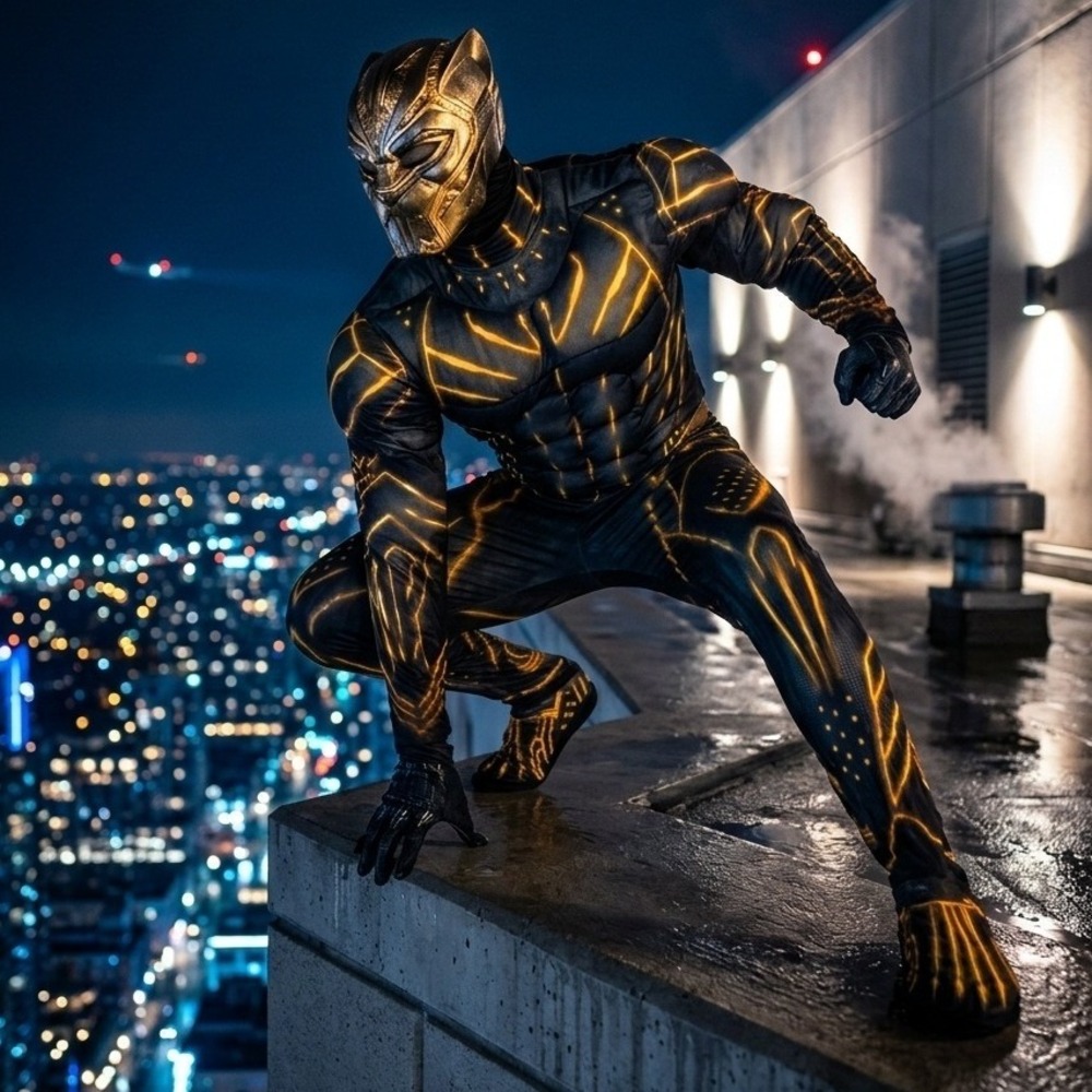 Marvel Black Panther Erik Killmonger Muscle Chest Costume Men Standard Mask